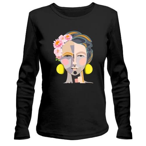 Женский лонгслив Woman with pop art portrait