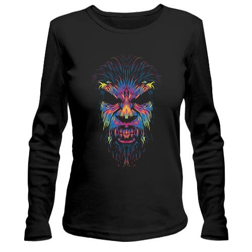 Женский лонгслив Portrait with neon lines