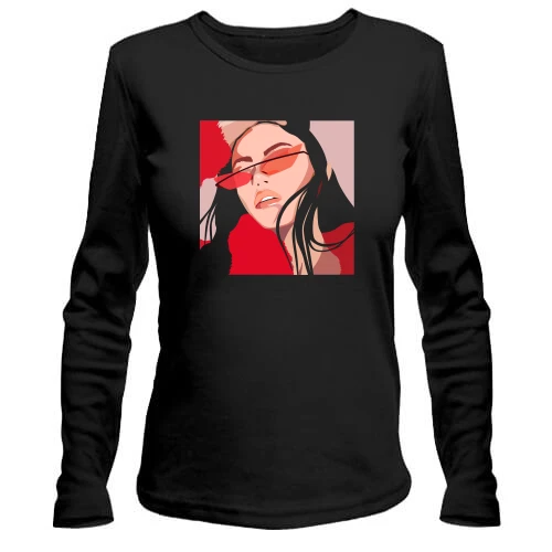 Женский лонгслив Girl with red glasses art