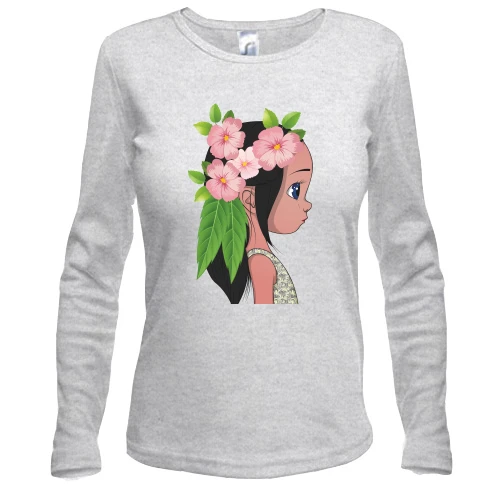 Женский лонгслив Baby with flowers 1