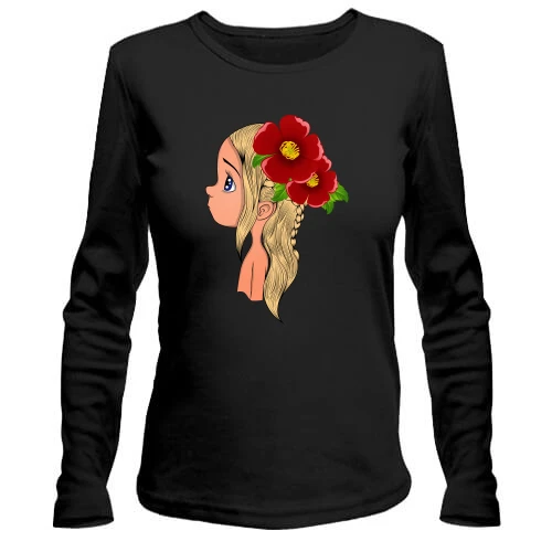 Женский лонгслив Baby with flowers 2