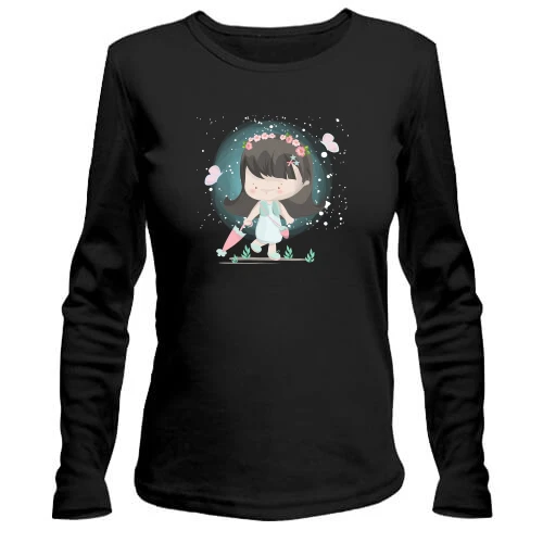 Женский лонгслив Baby girl with umbrella