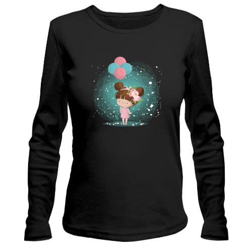 Женский лонгслив Baby girl with balloons