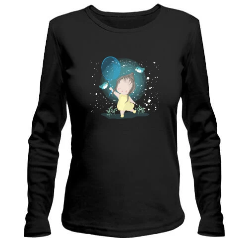 Женский лонгслив Baby girl with a balloon