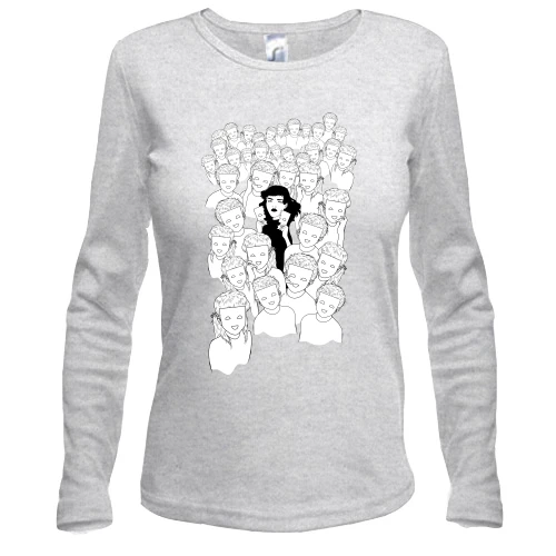 Женский лонгслив Black and white art girls 2