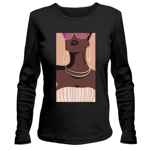 Женский лонгслив Black girl with glasses