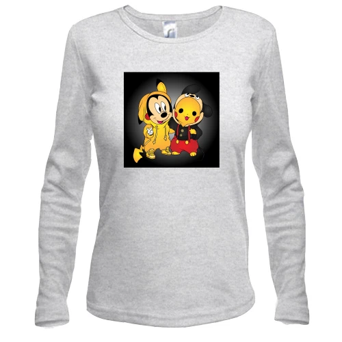 Жіночий лонгслів Mickey mouse and pikachu