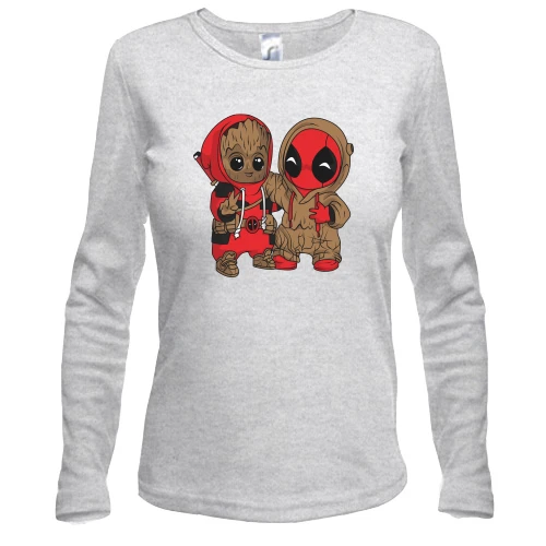 Жіночий лонгслів Baby groot and deadpool