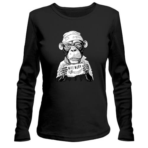 Женский лонгслив I will work for bananas