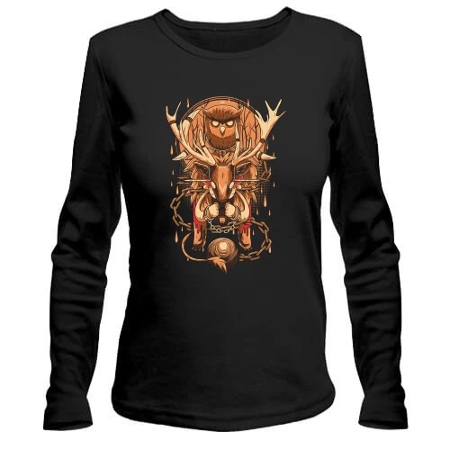 Женский лонгслив Owl and deer