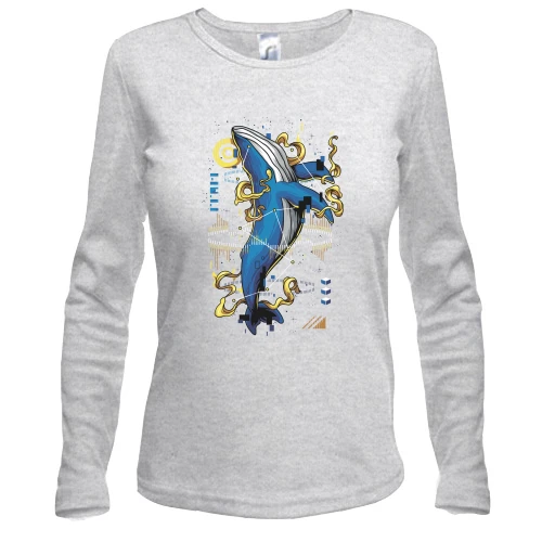 Женский лонгслив Whale upright art