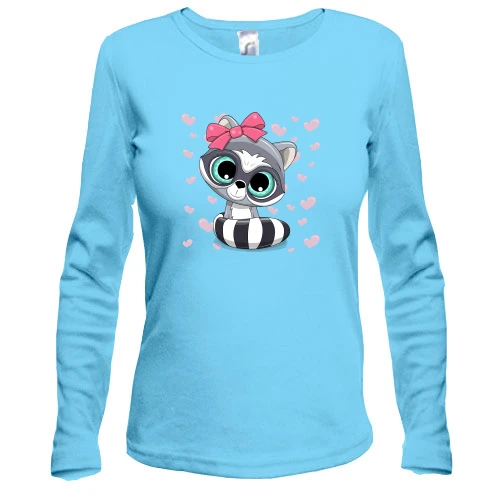 Женский лонгслив Baby raccoon girl