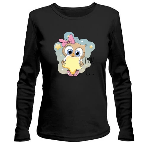 Женский лонгслив Baby owl with a star