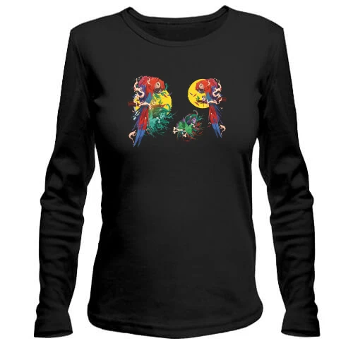 Женский лонгслив Parrots bright art