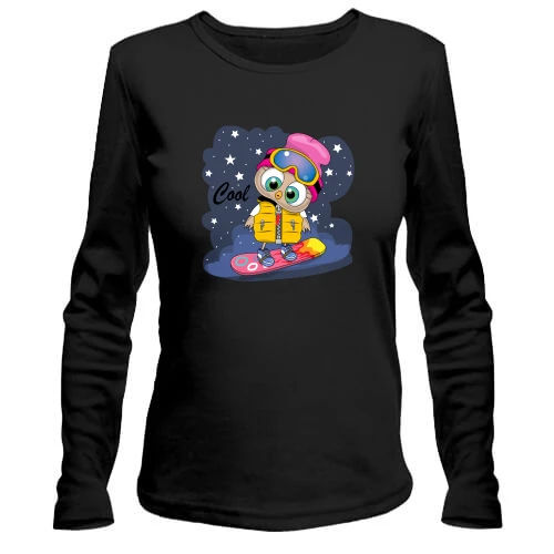 Женский лонгслив Baby owl snowboard