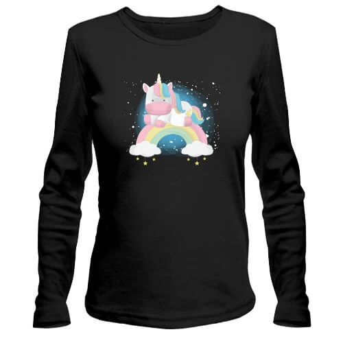 Женский лонгслив Baby unicorn on a rainbow