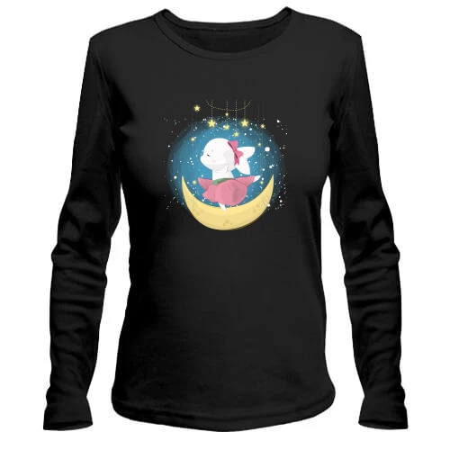 Женский лонгслив Baby rabbit on the moon