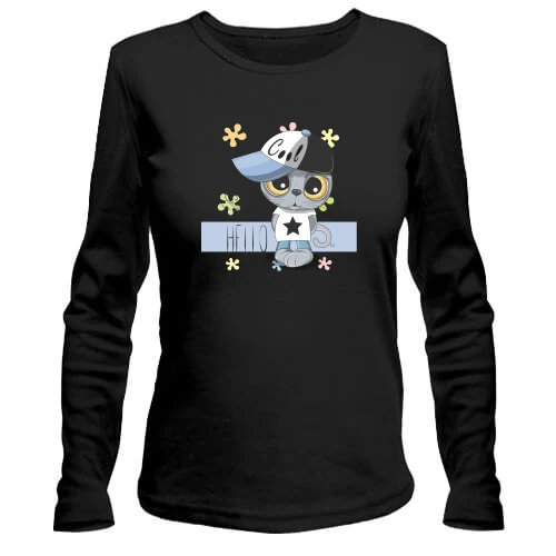 Женский лонгслив Baby cat hello