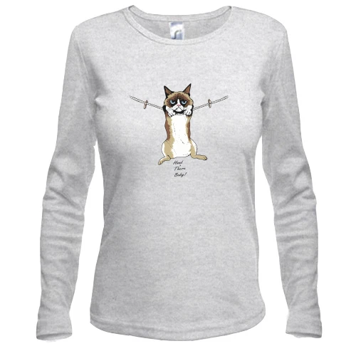 Женский лонгслив Hand is there baby. Cat