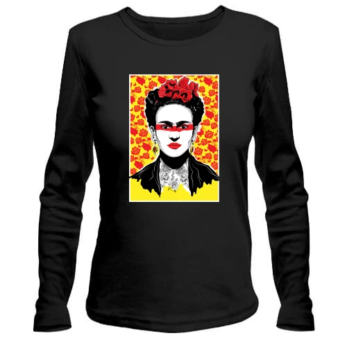 Женский лонгслив, Черный, Frida Kahlo art