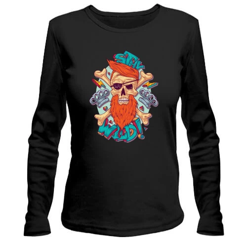 Женский лонгслив Skull with a red beard