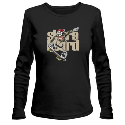 Женский лонгслив Skull on a skateboard.