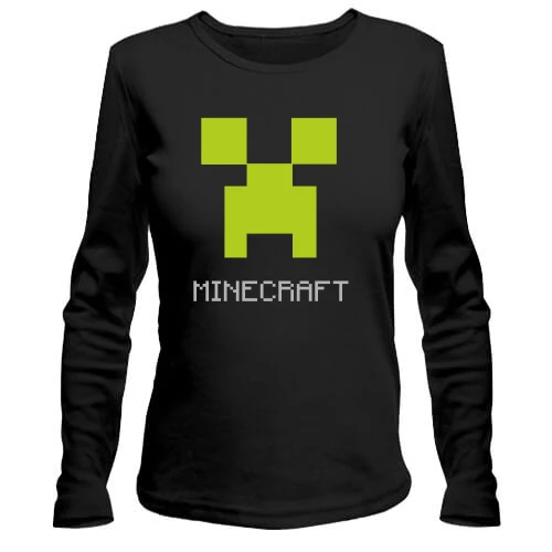 Женский лонгслив, Черный, Minecraft logo grey