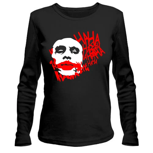 Женский лонгслив, черный, Joker smile Batman Ha ha ha