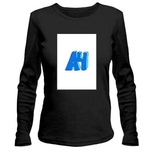 Женский лонгслив с объёмным синим логотипом А4