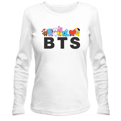 Женский лонгслив BTS (надпись с иконками)