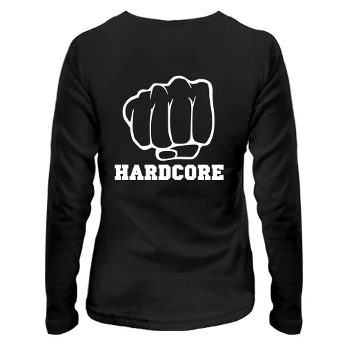 Женский лонгслив с кулаком и надписью Hardcore