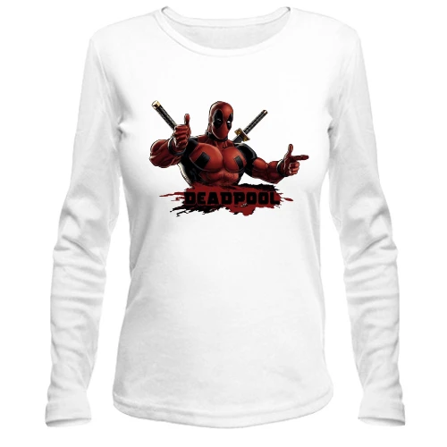 Женский лонгслив, белый, DEADPOOL