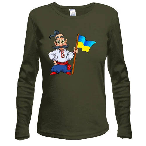 Жіночий лонгслів Козак з українським прапором