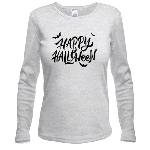 Женский лонгслив Happy Halloween (с летучими мышами)