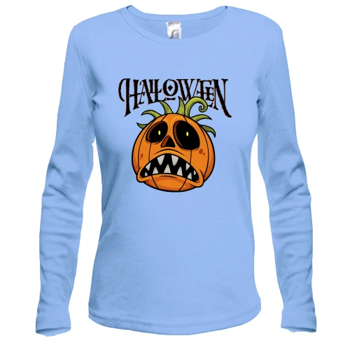 Женский лонгслив с зубастой тыквой "Halloween"