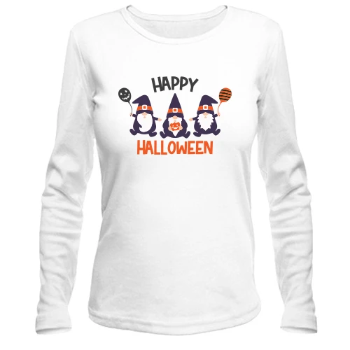 Женский лонгслив с гномами "Happy Halloween"
