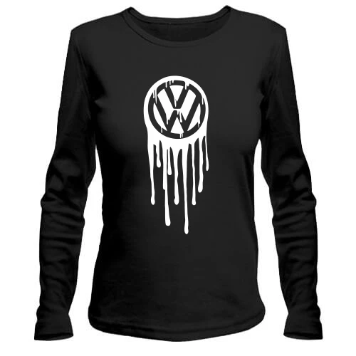 Женский лонгслив, Черный, Volkswagen с потеками