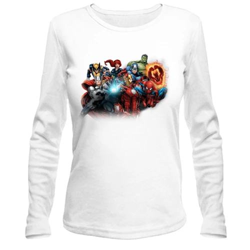 Женский лонгслив, Белый, marvel heroes