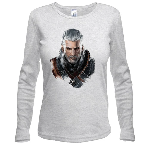 Женский лонгслив, Серый меланж, The Witcher 3 - Геральт (2)