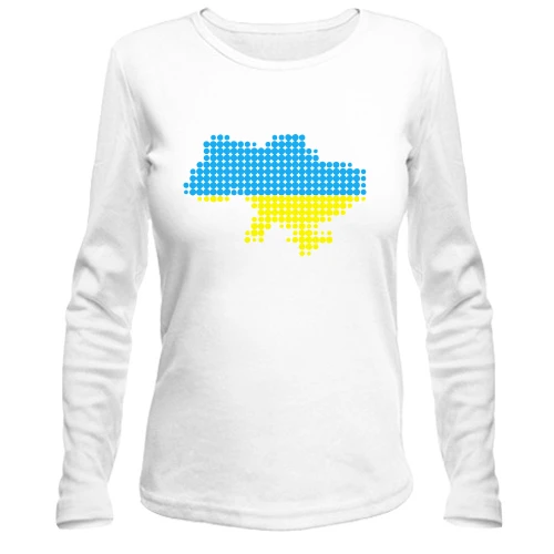 Женский лонгслив, белый, Стилизованная карта Украины