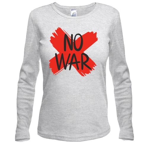Женский лонгслив с надписью «No War» и красным крестом