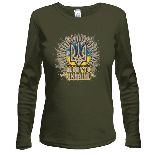 Женский лонгслив, Хаки, Glory to Ukraine (с патронами)
