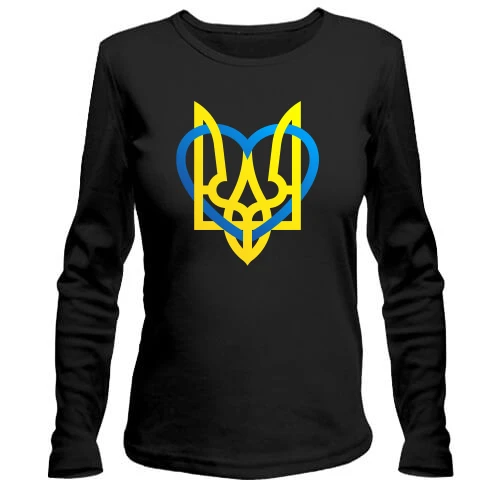 Женский лонгслив герб Украины с сердцем