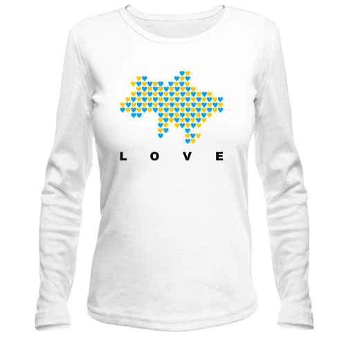 Женский лонгслив Love Ukraine с мапой Украины