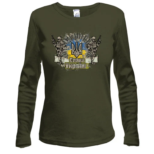 Жіночий лонгслів Слава Україні (піксель арт)