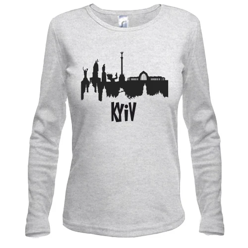 Женский лонгслив, серый меланж, Киев