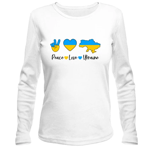 Женский лонгслив Peace Love Ukraine