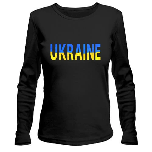 Жіночий лонгслів Ukraine (жовто-синій напис)