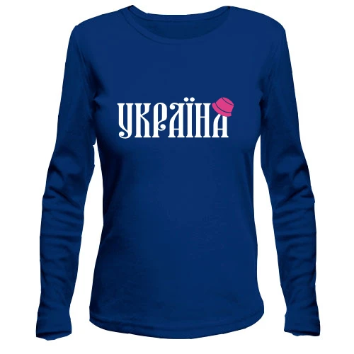 Жіночий лонгслів з написом Україна (з рожевою панамою)