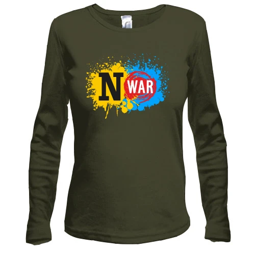 Жіночий лонгслів No War з жовто-синіми бризками